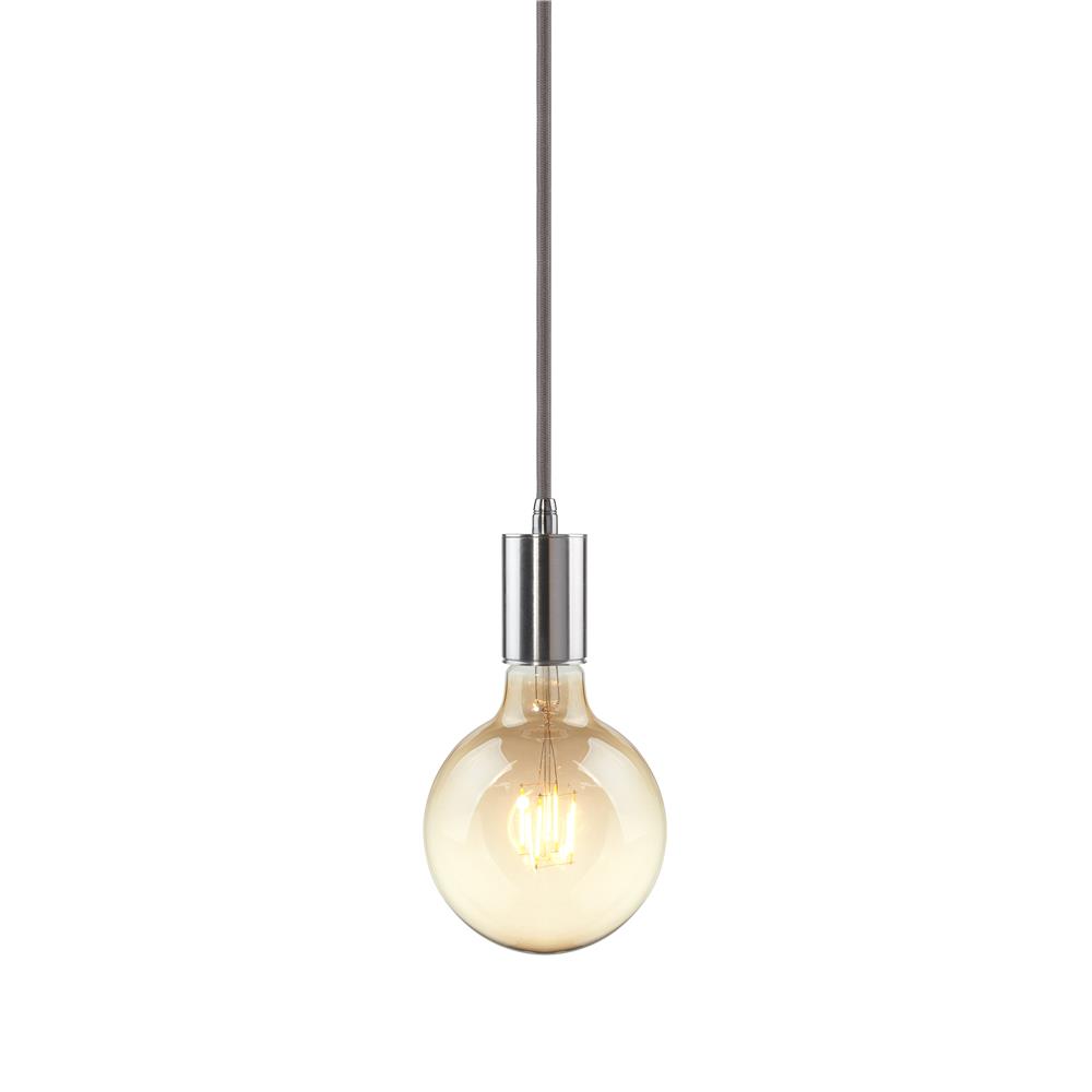 Bruck Lighting LE26/050/BN/GY/P Gents - Pendant - 1 Light - Brushed Nickel Finish - Grey Cord